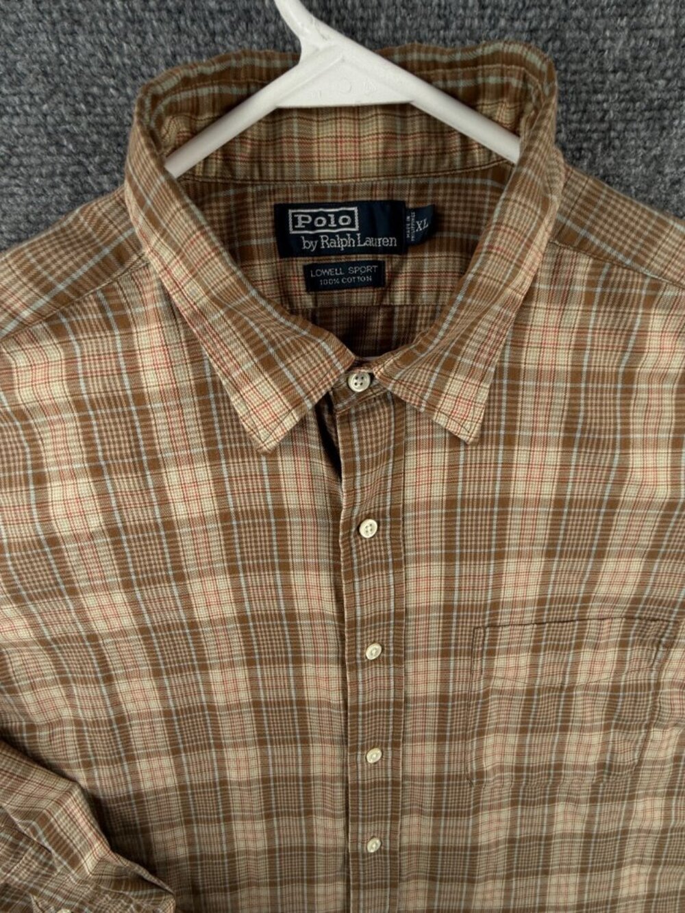 Polo Ralph Lauren Lowell Sport Soft Combed Cotton Button Up Shirt XL Brown